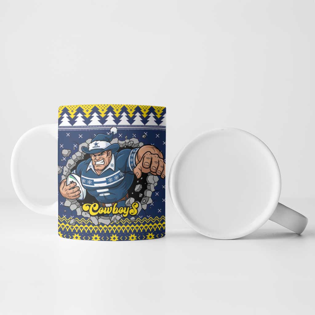 Merry Queensland Cowboys Personalised Ceramic Mug Christmas Rugby League Spirit - Aussie Hoodie