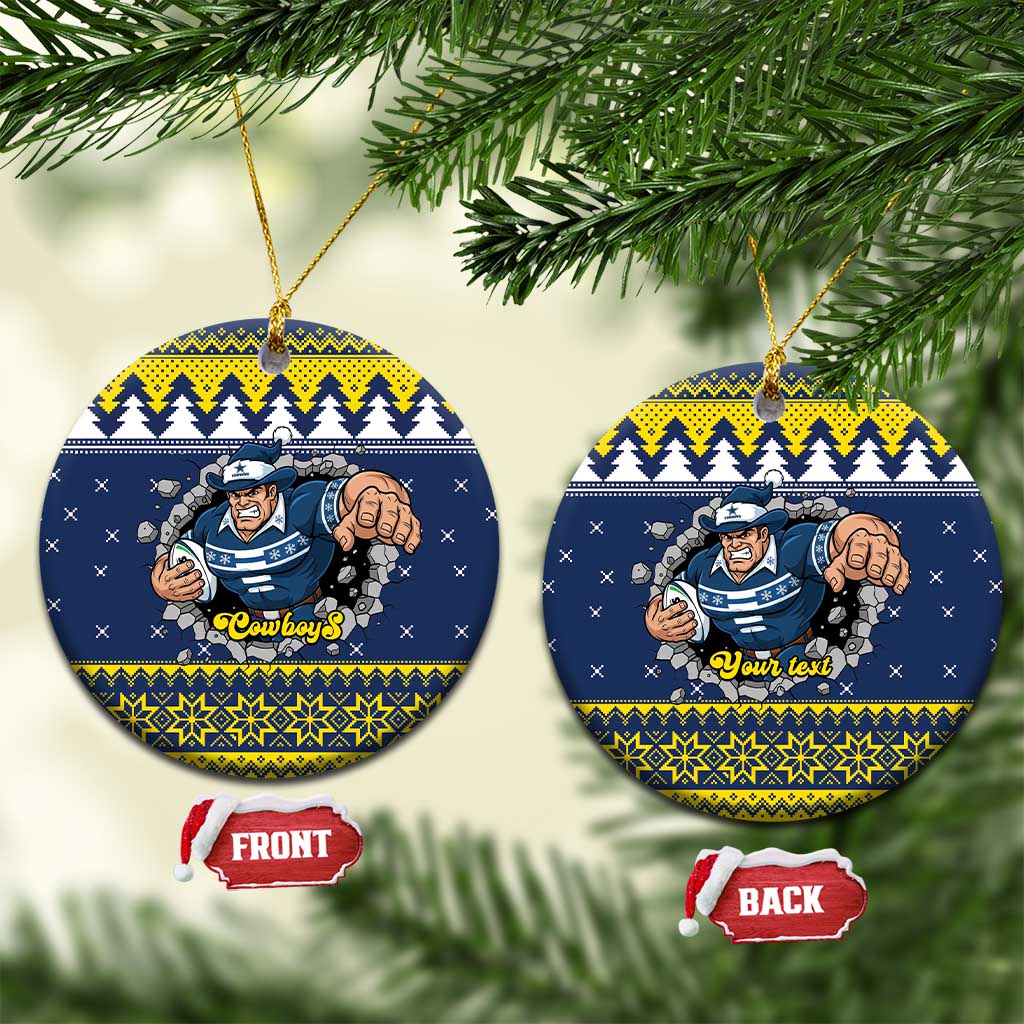 Merry Queensland Cowboys Personalised Ceramic Ornament Christmas Rugby League Spirit - Aussie Hoodie