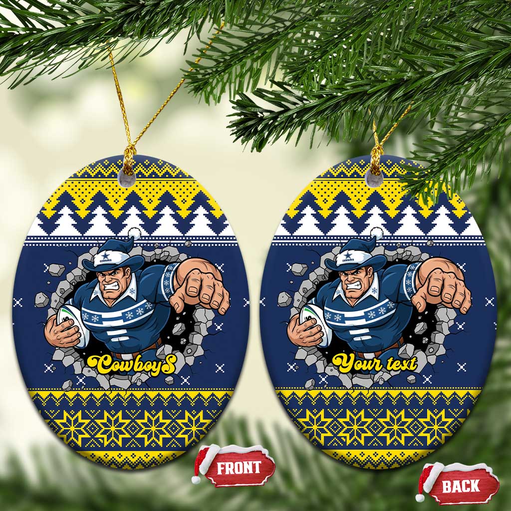 Merry Queensland Cowboys Personalised Ceramic Ornament Christmas Rugby League Spirit - Aussie Hoodie
