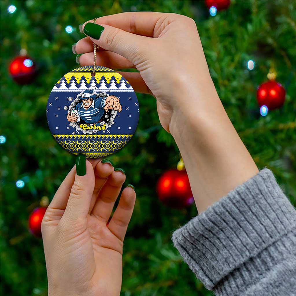 Merry Queensland Cowboys Personalised Ceramic Ornament Christmas Rugby League Spirit - Aussie Hoodie