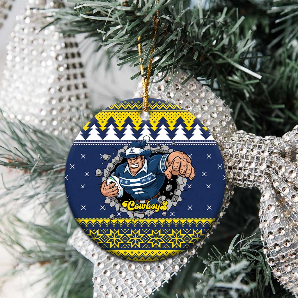 Merry Queensland Cowboys Personalised Ceramic Ornament Christmas Rugby League Spirit - Aussie Hoodie