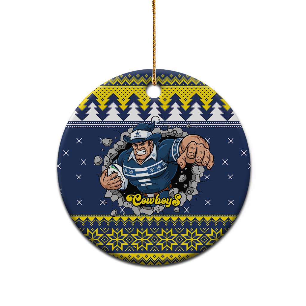 Merry Queensland Cowboys Personalised Ceramic Ornament Christmas Rugby League Spirit - Aussie Hoodie