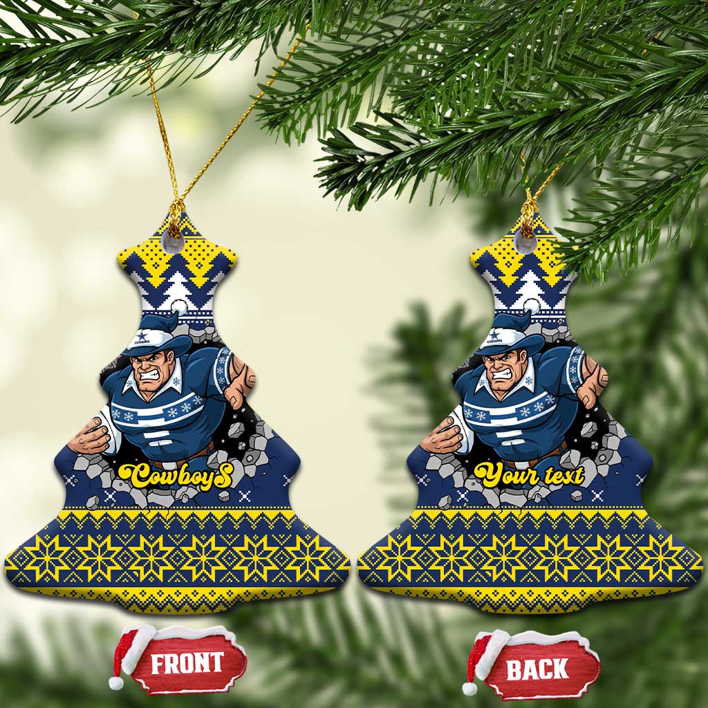 Merry Queensland Cowboys Personalised Ceramic Ornament Christmas Rugby League Spirit - Aussie Hoodie