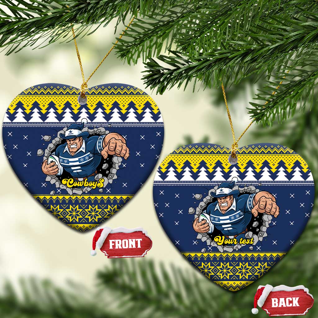 Merry Queensland Cowboys Personalised Ceramic Ornament Christmas Rugby League Spirit - Aussie Hoodie