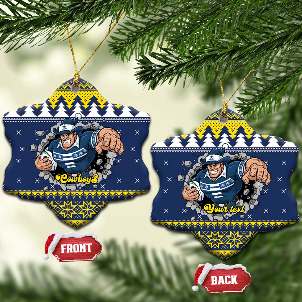 Merry Queensland Cowboys Personalised Ceramic Ornament Christmas Rugby League Spirit - Aussie Hoodie