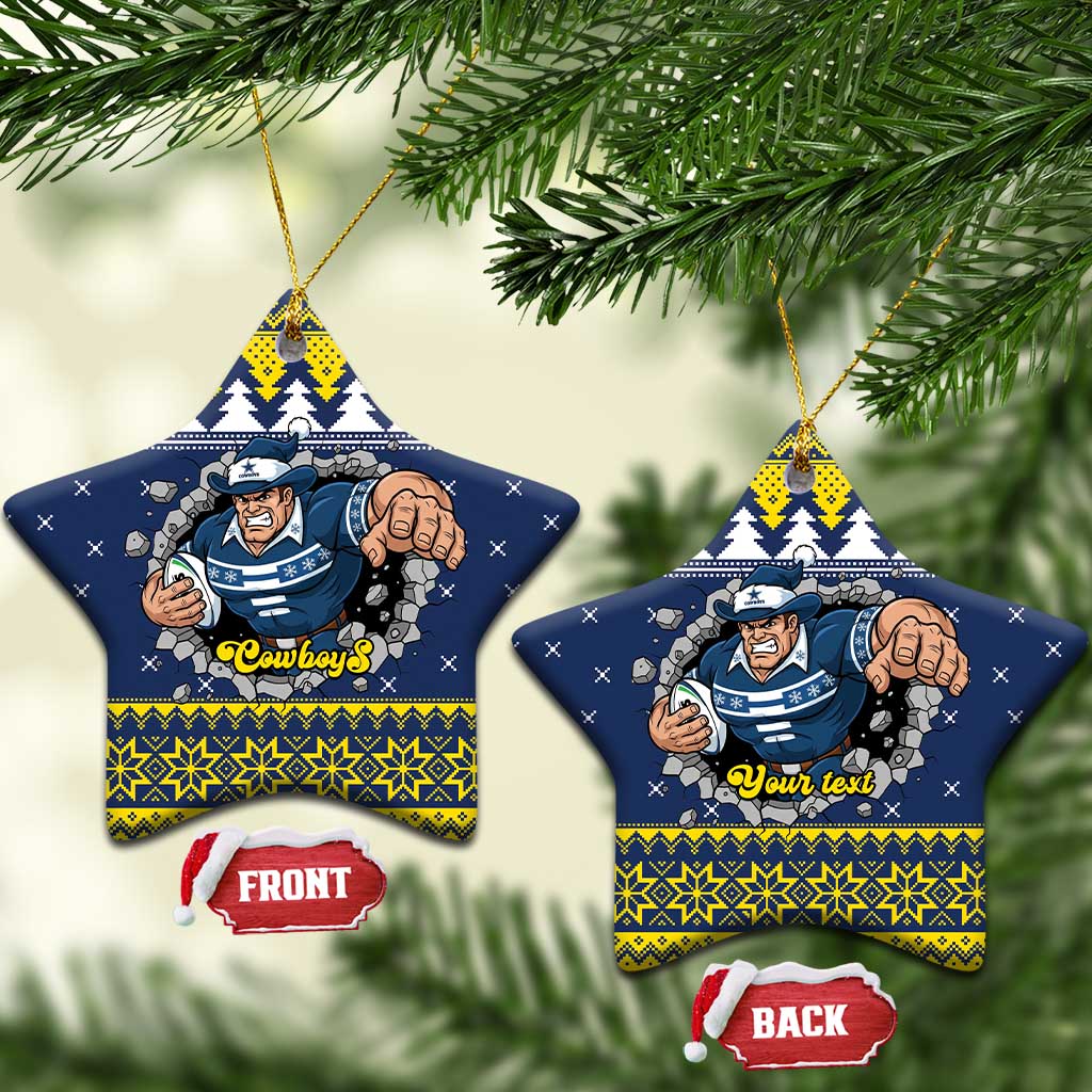 Merry Queensland Cowboys Personalised Ceramic Ornament Christmas Rugby League Spirit - Aussie Hoodie