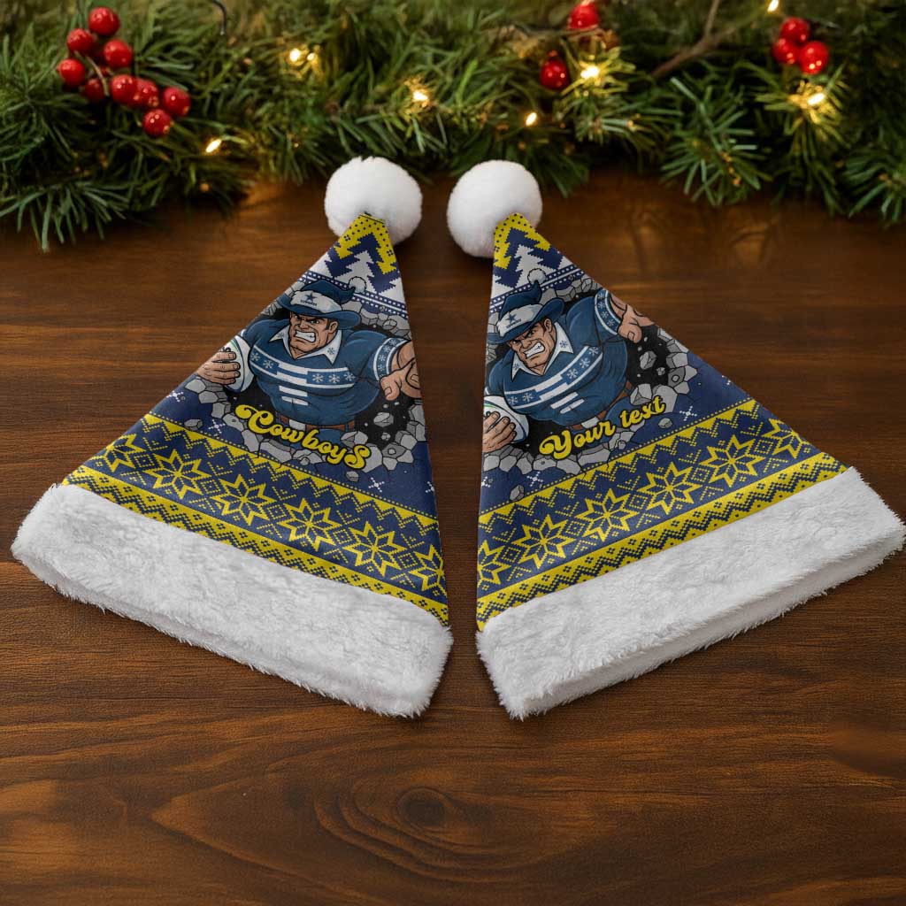 Merry Queensland Cowboys Personalised Christmas Santa Hat Christmas Rugby League Spirit - Aussie Hoodie