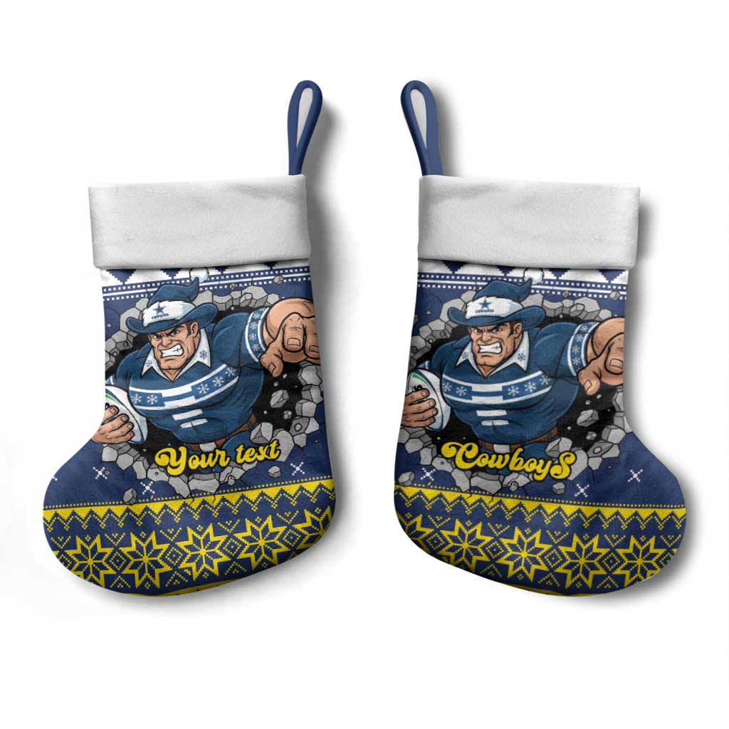 Merry Queensland Cowboys Personalised Christmas Stocking Christmas Rugby League Spirit - Aussie Hoodie