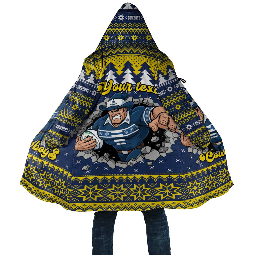 Merry Queensland Cowboys Personalised Cloak Christmas Rugby League Spirit - Aussie Hoodie