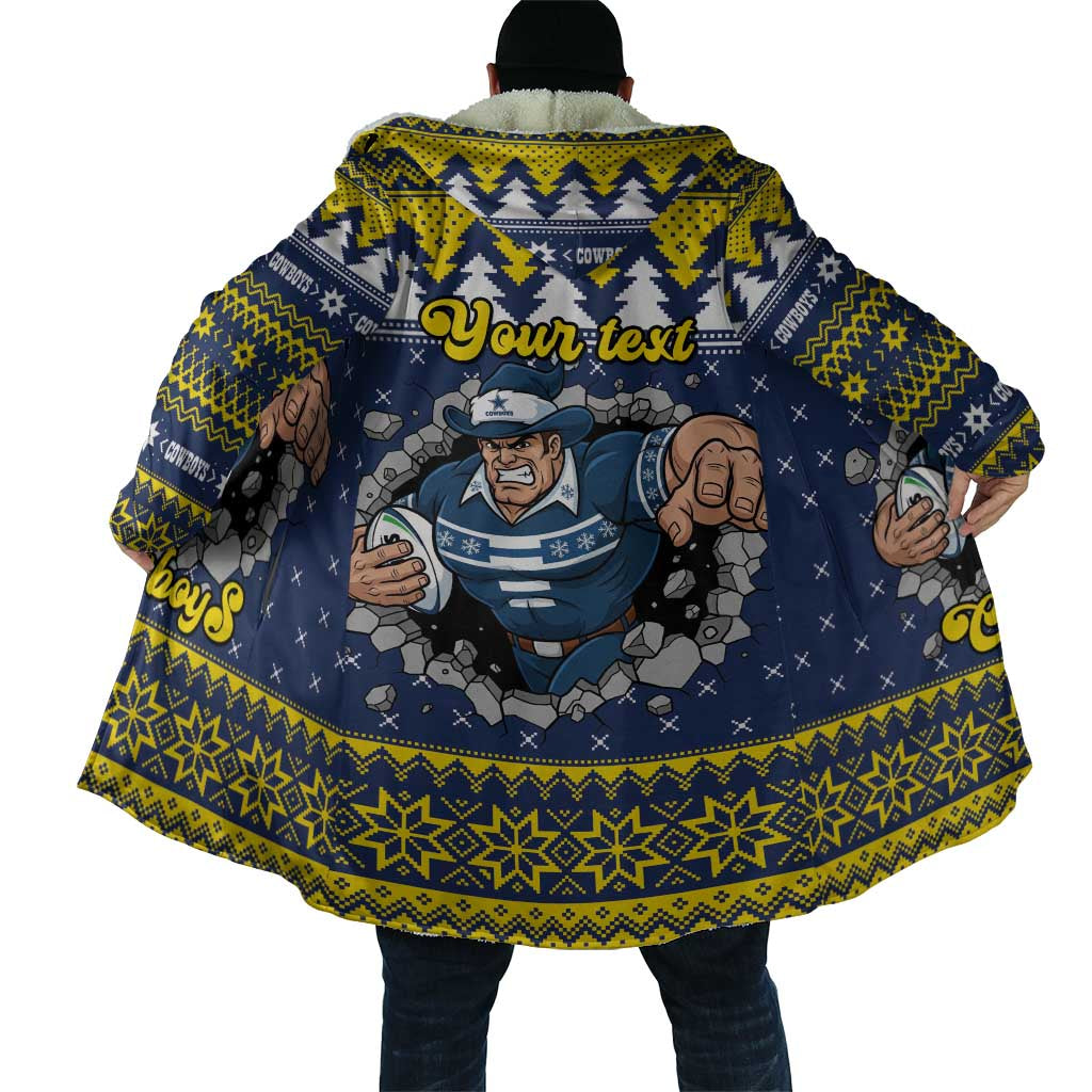 Merry Queensland Cowboys Personalised Cloak Christmas Rugby League Spirit - Aussie Hoodie