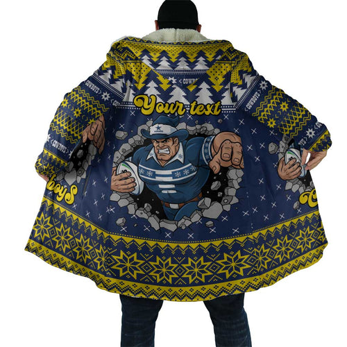 Merry Queensland Cowboys Personalised Cloak Christmas Rugby League Spirit - Aussie Hoodie