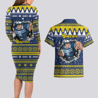 Merry Queensland Cowboys Personalised Couples Matching Long Sleeve Bodycon Dress and Hawaiian Shirt Christmas Rugby League Spirit - Aussie Hoodie