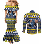 Merry Queensland Cowboys Personalised Couples Matching Mermaid Dress and Long Sleeve Button Shirt Christmas Rugby League Spirit - Aussie Hoodie