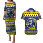Merry Queensland Cowboys Personalised Couples Matching Puletasi and Hawaiian Shirt Christmas Rugby League Spirit - Aussie Hoodie