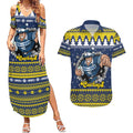 Merry Queensland Cowboys Personalised Couples Matching Summer Maxi Dress and Hawaiian Shirt Christmas Rugby League Spirit - Aussie Hoodie