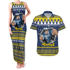 Merry Queensland Cowboys Personalised Couples Matching Tank Maxi Dress and Hawaiian Shirt Christmas Rugby League Spirit - Aussie Hoodie