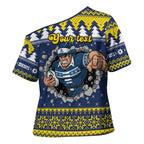 Merry Queensland Cowboys Personalised Cross Shoulder Shirt Christmas Rugby League Spirit - Aussie Hoodie
