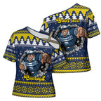 Merry Queensland Cowboys Personalised Cross Shoulder Shirt Christmas Rugby League Spirit - Aussie Hoodie