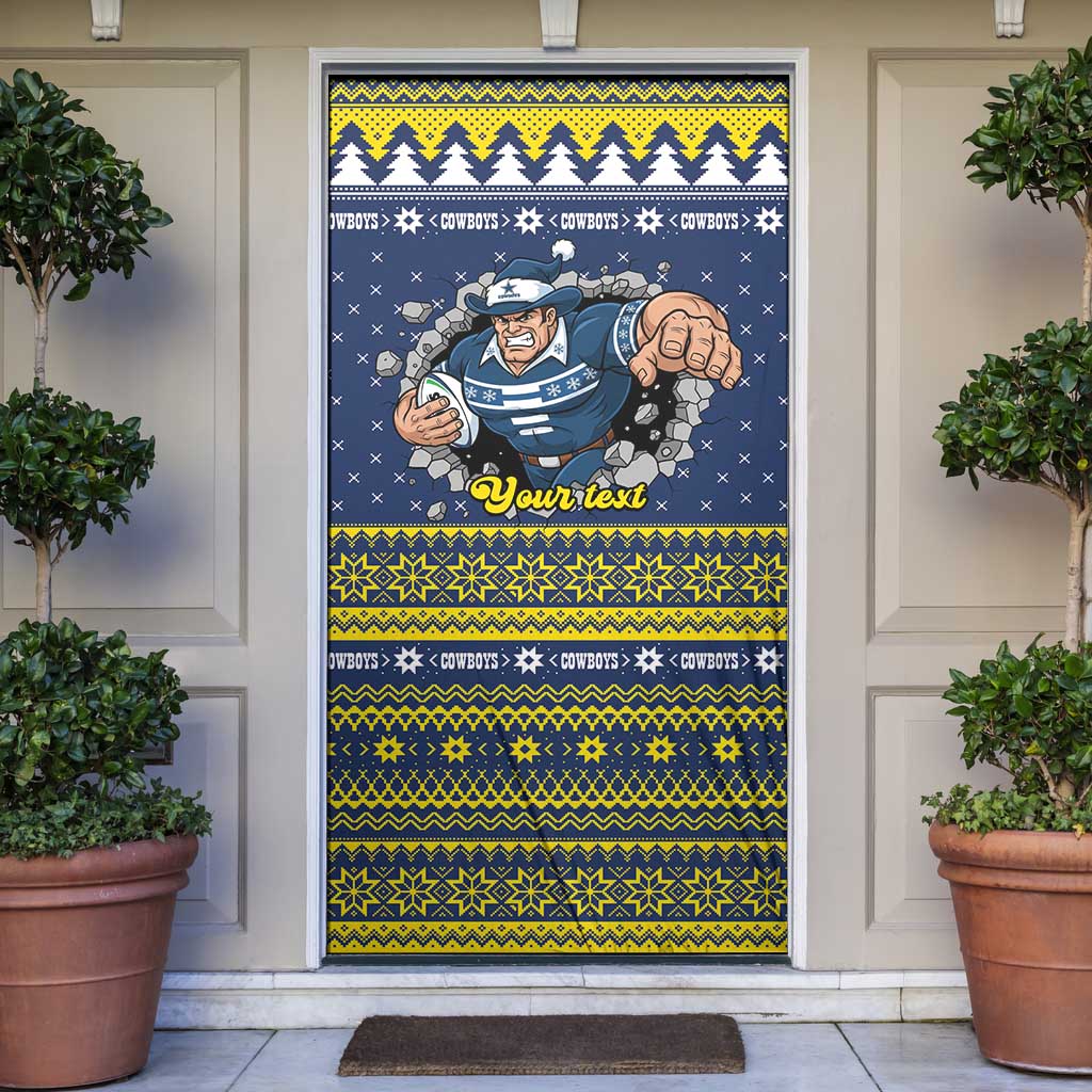 Merry Queensland Cowboys Personalised Door Cover Christmas Rugby League Spirit - Aussie Hoodie
