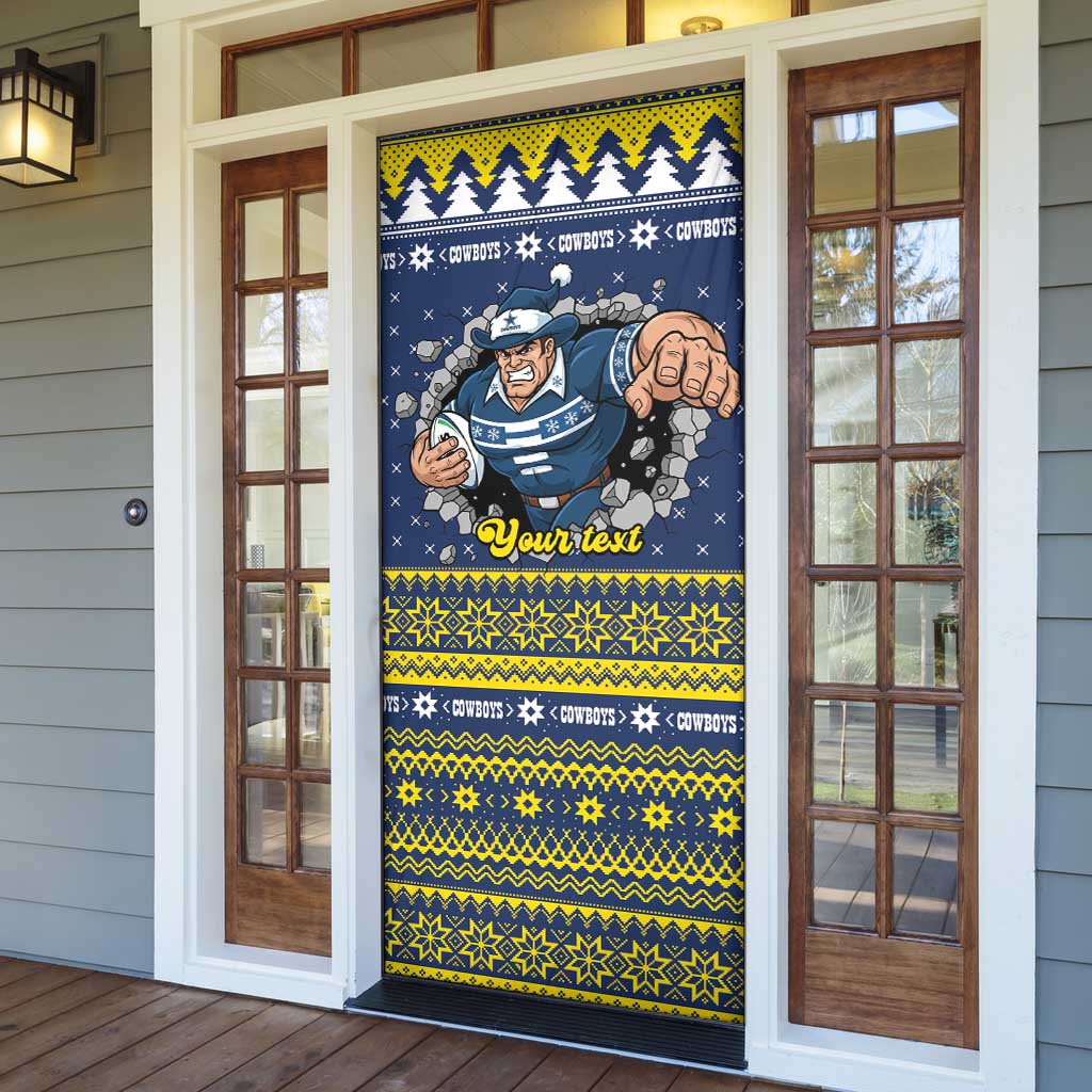 Merry Queensland Cowboys Personalised Door Cover Christmas Rugby League Spirit - Aussie Hoodie