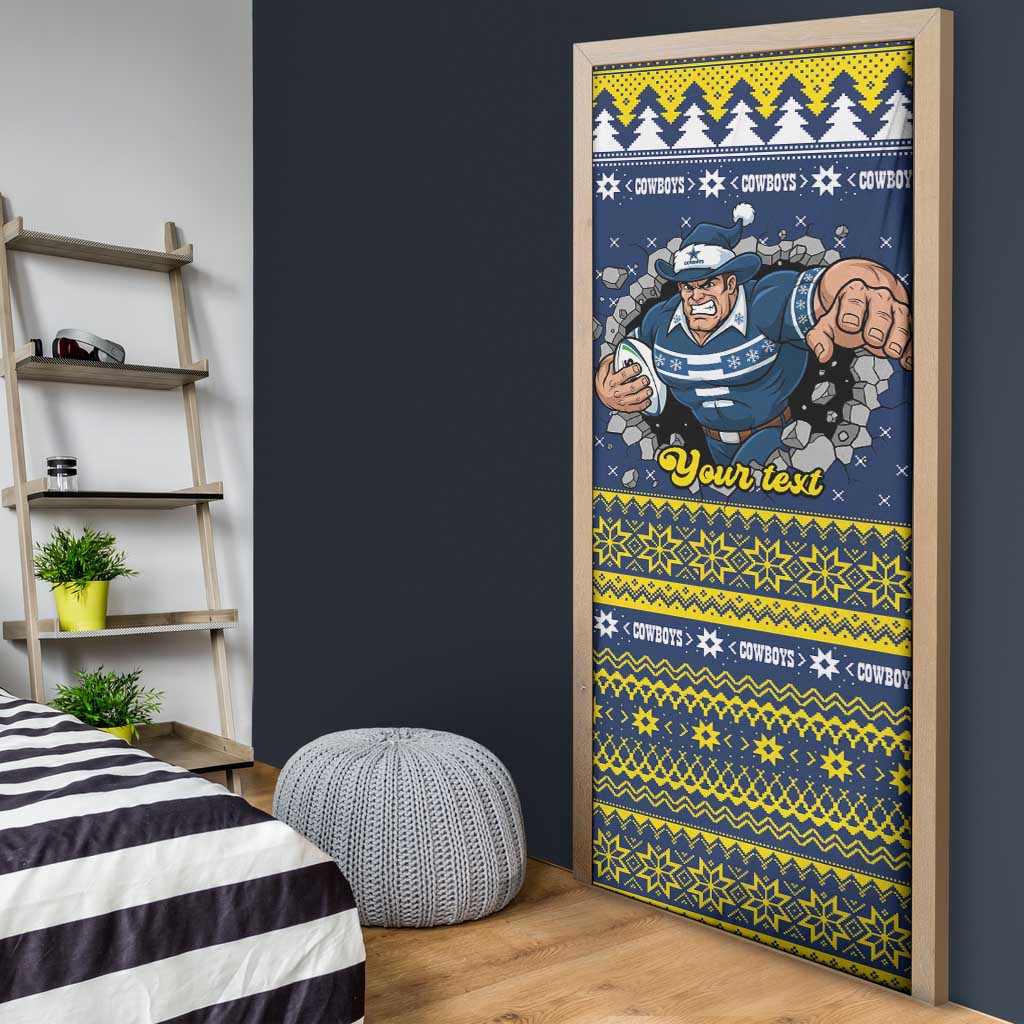 Merry Queensland Cowboys Personalised Door Cover Christmas Rugby League Spirit - Aussie Hoodie