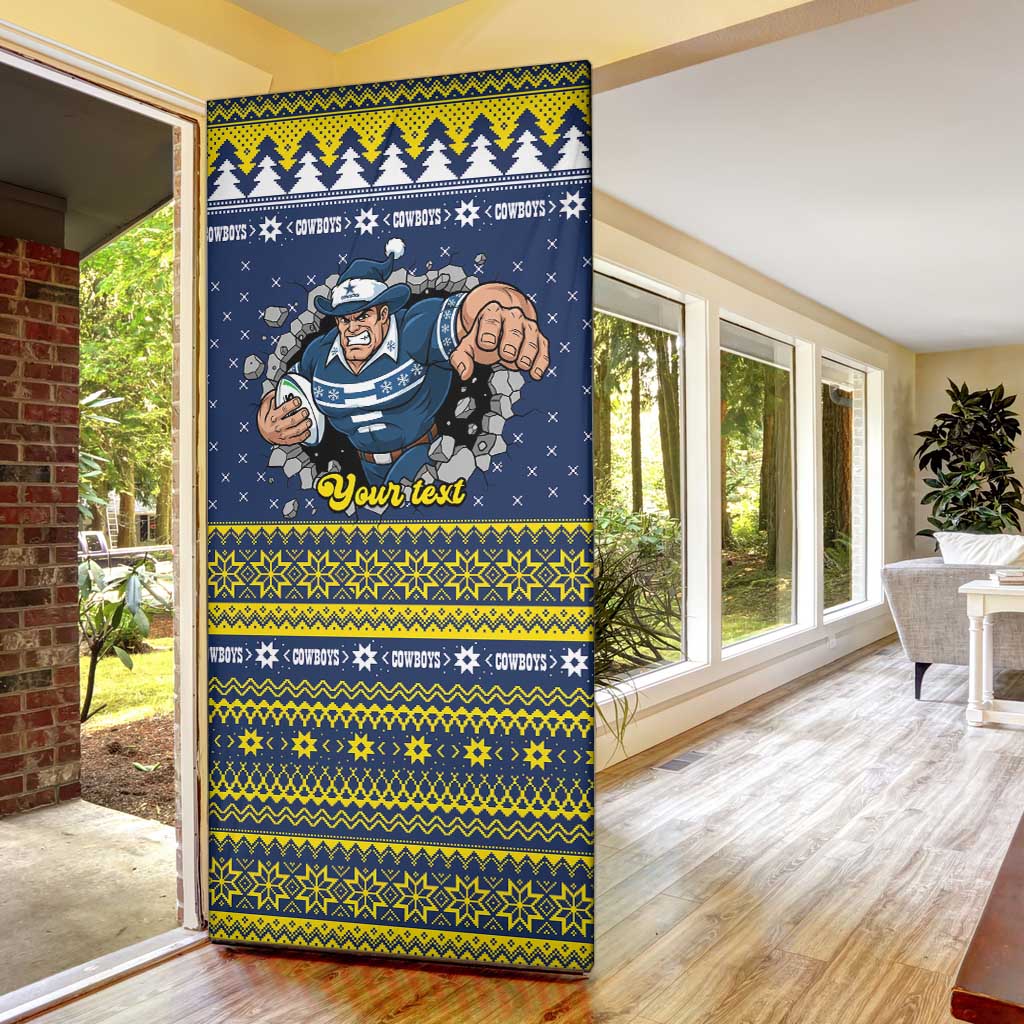 Merry Queensland Cowboys Personalised Door Cover Christmas Rugby League Spirit - Aussie Hoodie