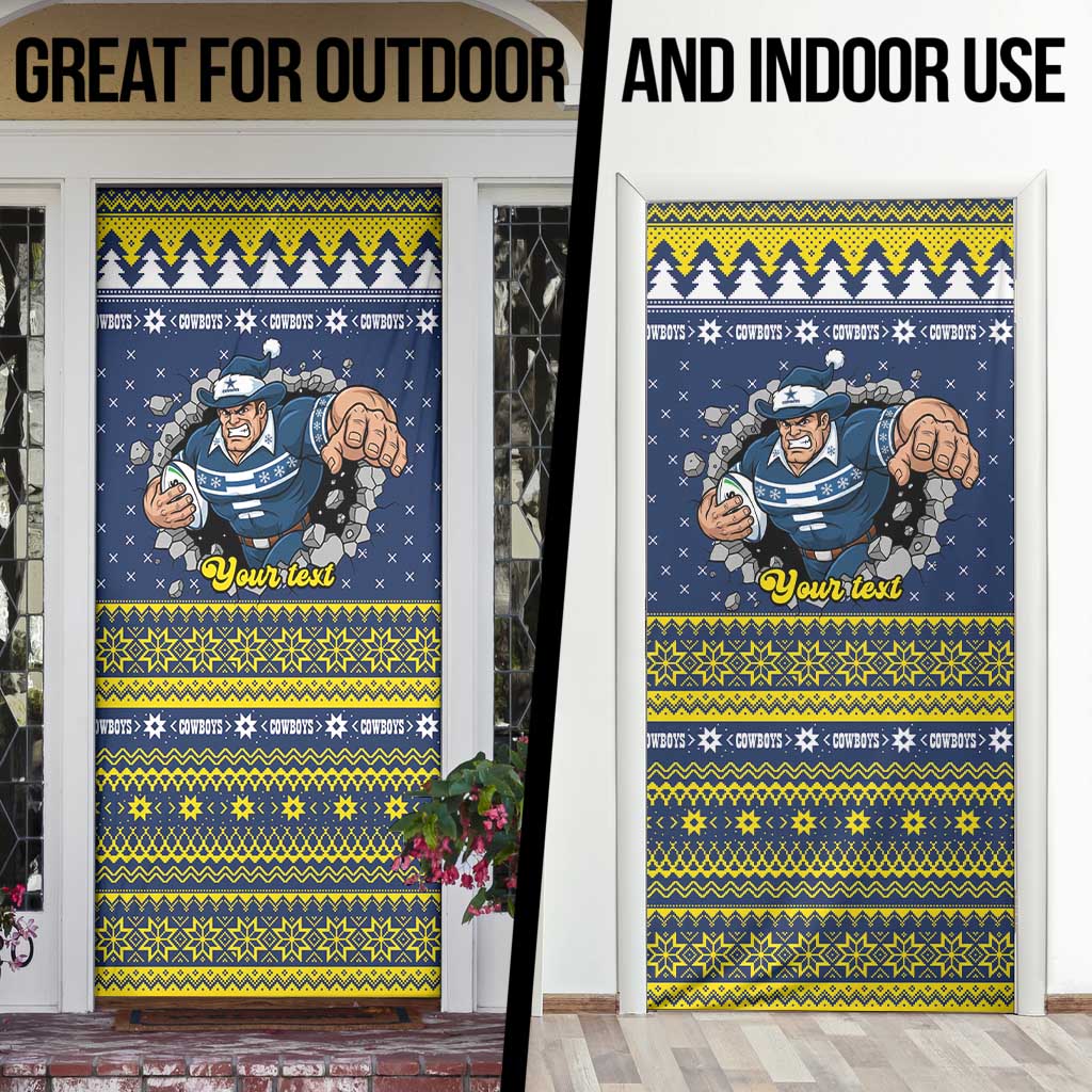 Merry Queensland Cowboys Personalised Door Cover Christmas Rugby League Spirit - Aussie Hoodie