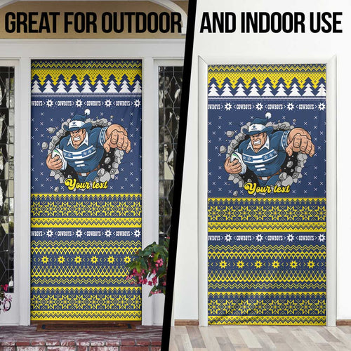Merry Queensland Cowboys Personalised Door Cover Christmas Rugby League Spirit - Aussie Hoodie