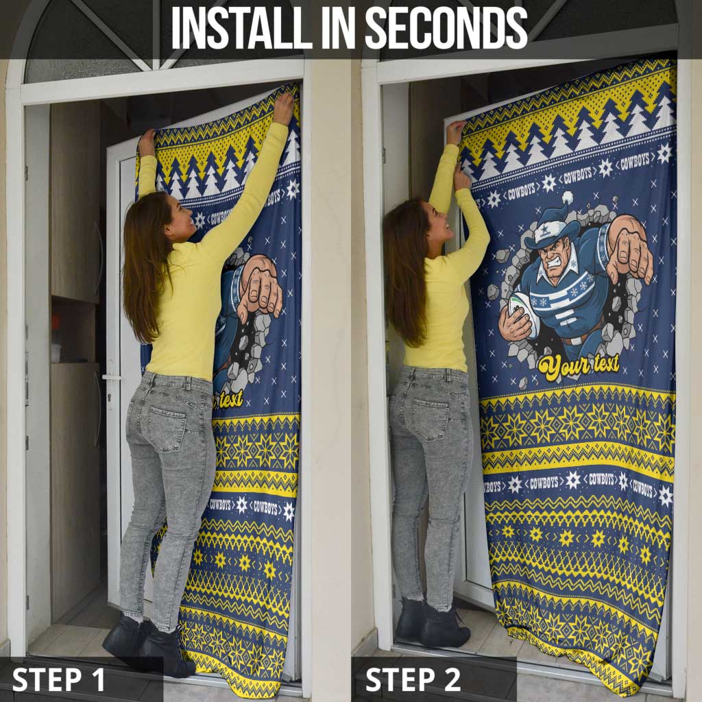 Merry Queensland Cowboys Personalised Door Cover Christmas Rugby League Spirit - Aussie Hoodie