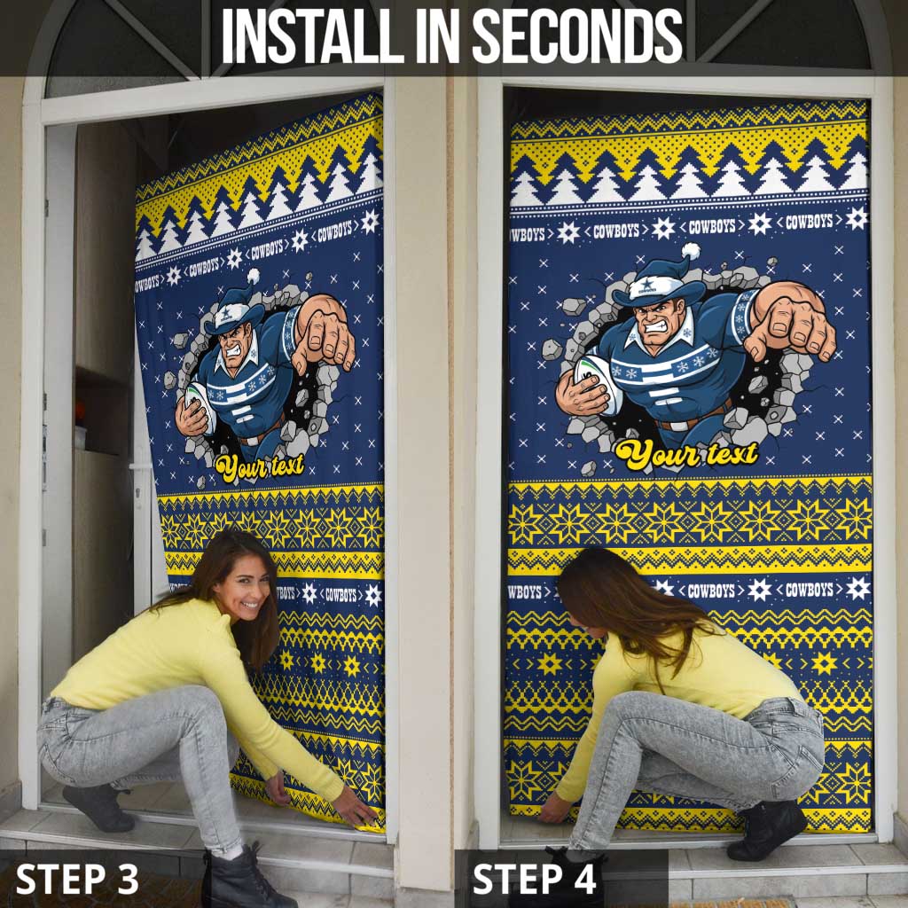 Merry Queensland Cowboys Personalised Door Cover Christmas Rugby League Spirit - Aussie Hoodie