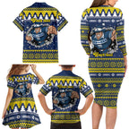 Merry Queensland Cowboys Personalised Family Matching Long Sleeve Bodycon Dress and Hawaiian Shirt Christmas Rugby League Spirit - Aussie Hoodie