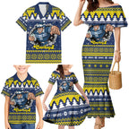 Merry Queensland Cowboys Personalised Family Matching Mermaid Dress and Hawaiian Shirt Christmas Rugby League Spirit - Aussie Hoodie