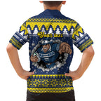 Merry Queensland Cowboys Personalised Family Matching Mermaid Dress and Hawaiian Shirt Christmas Rugby League Spirit LT9