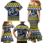 Merry Queensland Cowboys Personalised Family Matching Mermaid Dress and Hawaiian Shirt Christmas Rugby League Spirit LT9
