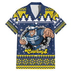 Merry Queensland Cowboys Personalised Family Matching Mermaid Dress and Hawaiian Shirt Christmas Rugby League Spirit LT9