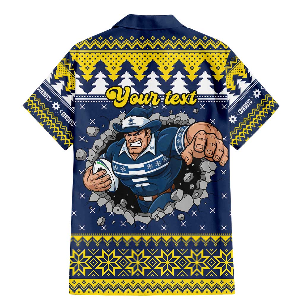 Merry Queensland Cowboys Personalised Family Matching Mermaid Dress and Hawaiian Shirt Christmas Rugby League Spirit LT9