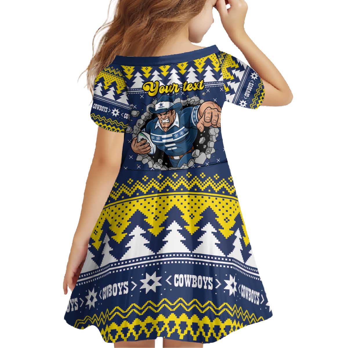 Merry Queensland Cowboys Personalised Family Matching Off The Shoulder Long Sleeve Dress and Hawaiian Shirt Christmas Rugby League Spirit - Aussie Hoodie