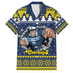 Merry Queensland Cowboys Personalised Family Matching Off Shoulder Maxi Dress and Hawaiian Shirt Christmas Rugby League Spirit - Aussie Hoodie