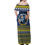 Merry Queensland Cowboys Personalised Family Matching Off Shoulder Maxi Dress and Hawaiian Shirt Christmas Rugby League Spirit - Aussie Hoodie