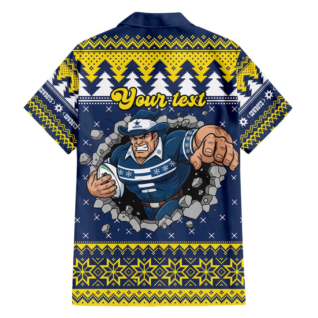 Merry Queensland Cowboys Personalised Family Matching Off Shoulder Short Dress and Hawaiian Shirt Christmas Rugby League Spirit - Aussie Hoodie