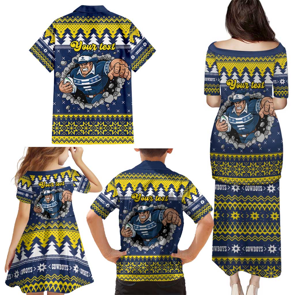 Merry Queensland Cowboys Personalised Family Matching Puletasi and Hawaiian Shirt Christmas Rugby League Spirit - Aussie Hoodie