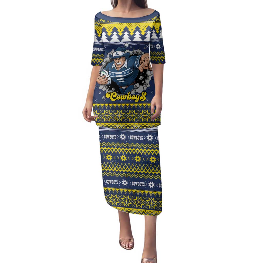 Merry Queensland Cowboys Personalised Family Matching Puletasi and Hawaiian Shirt Christmas Rugby League Spirit - Aussie Hoodie