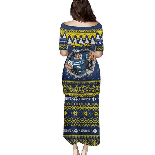 Merry Queensland Cowboys Personalised Family Matching Puletasi and Hawaiian Shirt Christmas Rugby League Spirit - Aussie Hoodie