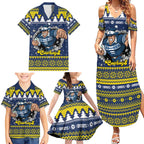 Merry Queensland Cowboys Personalised Family Matching Summer Maxi Dress and Hawaiian Shirt Christmas Rugby League Spirit - Aussie Hoodie