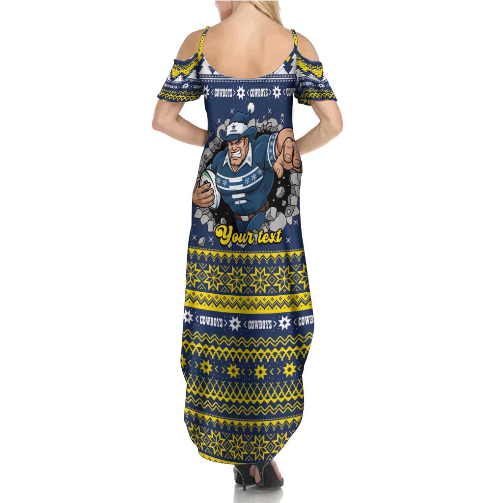 Merry Queensland Cowboys Personalised Family Matching Summer Maxi Dress and Hawaiian Shirt Christmas Rugby League Spirit - Aussie Hoodie
