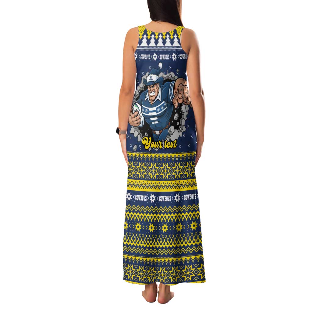Merry Queensland Cowboys Personalised Family Matching Tank Maxi Dress and Hawaiian Shirt Christmas Rugby League Spirit LT9
