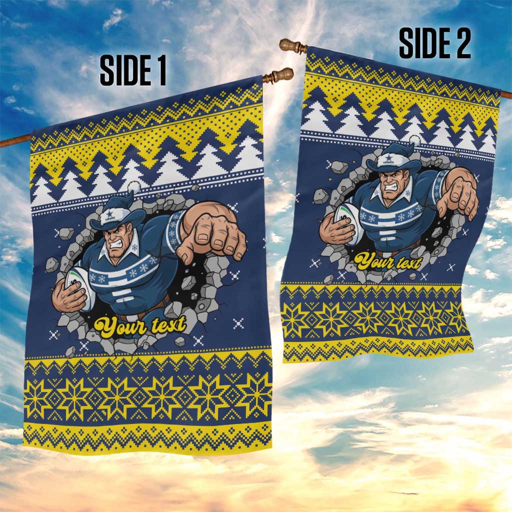 Merry Queensland Cowboys Personalised Garden Flag Christmas Rugby League Spirit - Aussie Hoodie
