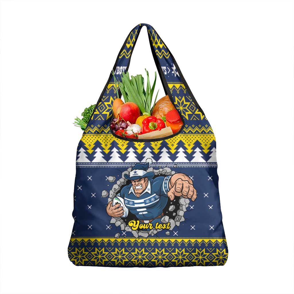Merry Queensland Cowboys Personalised Grocery Bag Christmas Rugby League Spirit - Aussie Hoodie