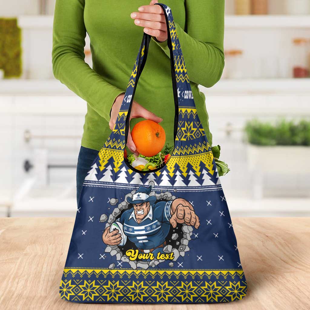 Merry Queensland Cowboys Personalised Grocery Bag Christmas Rugby League Spirit - Aussie Hoodie
