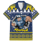 Merry Queensland Cowboys Personalised Hawaiian Shirt Christmas Rugby League Spirit - Aussie Hoodie